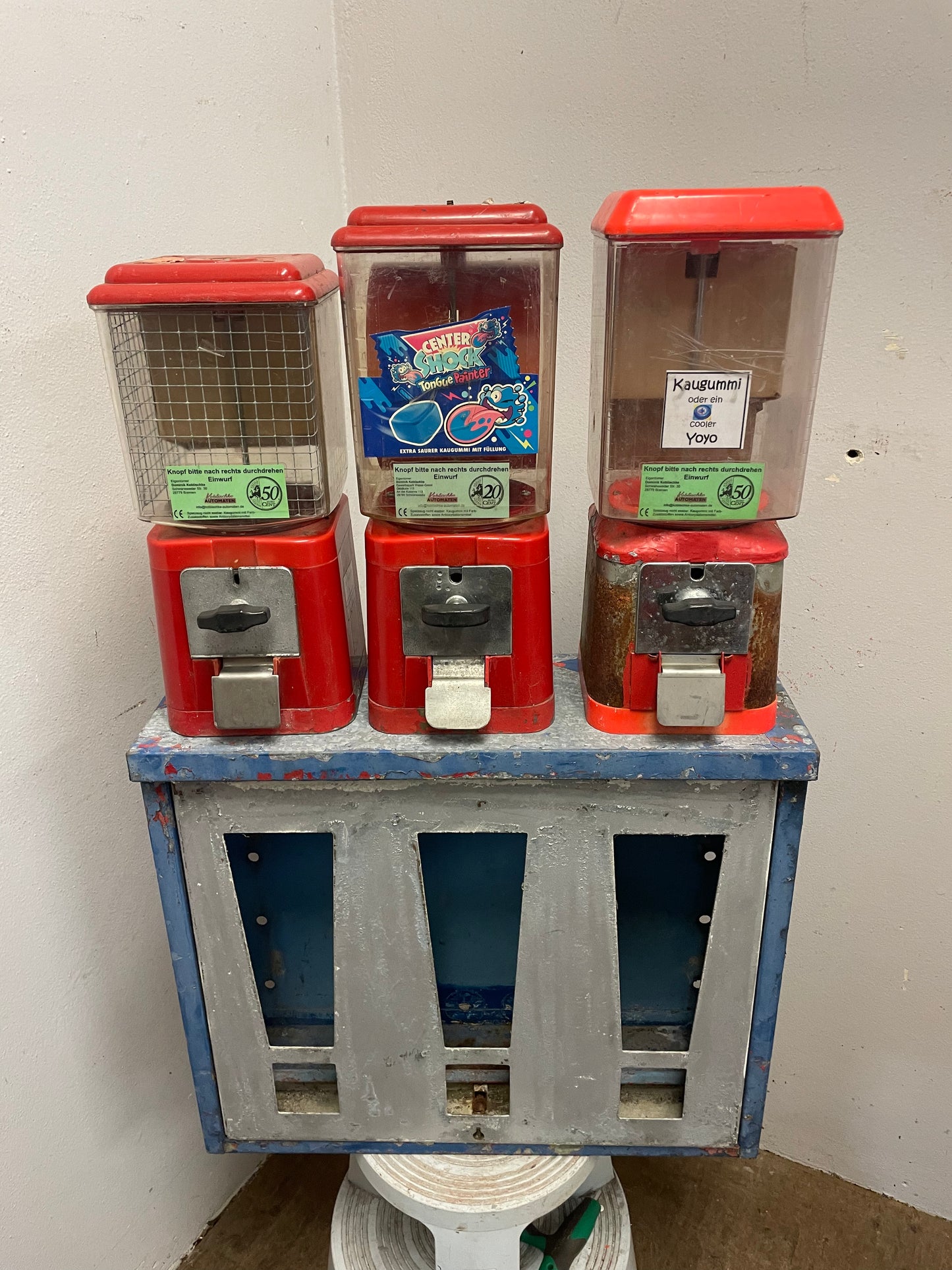 3er Komplett Set Kaugummiautomaten